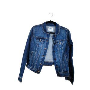 Old Navy Womens Medium Blue Denim Jean Jacket With Button Front & Pockets
